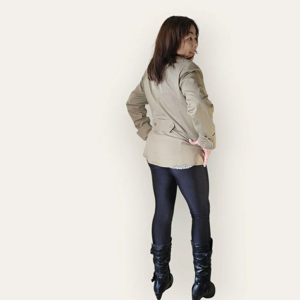 FASHIONISTA WOMENS SIZE 12 LIGHT BROWN CREAM BLAZER JACKET - Picture 3 of 9